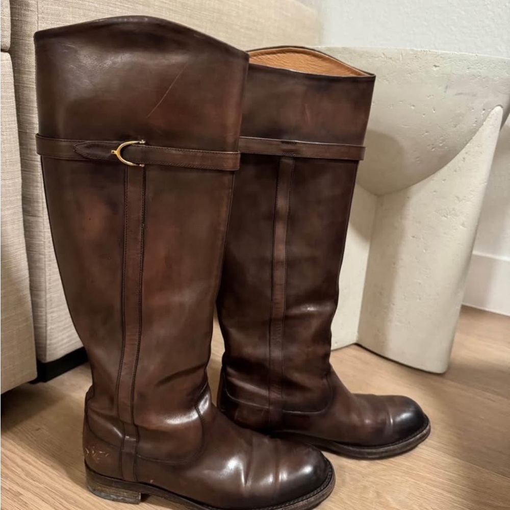 AUTHENTIC GUCCI  HIGH BOOTS Brown Leather Riding Boots